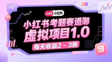 小红书考题赛道虚拟项目1.0，项目操作简单，每天收益2-3张-仙女副业网