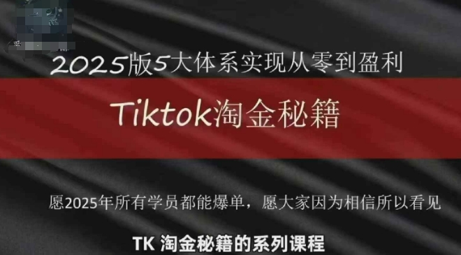 TikTok跨境2025淘金秘籍，​2025TikTok从0到盈利变现-仙女副业网