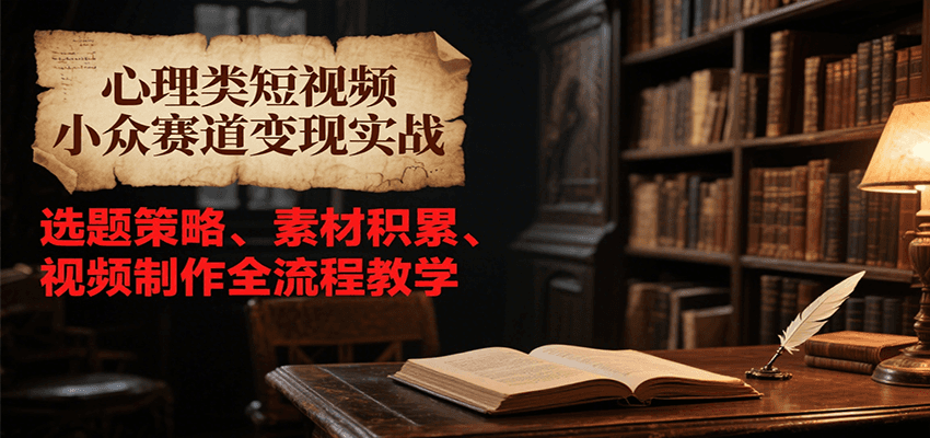 心理类短视频小众赛道变现实战，选题策略、素材积累、视频制作全流程教学-仙女副业网