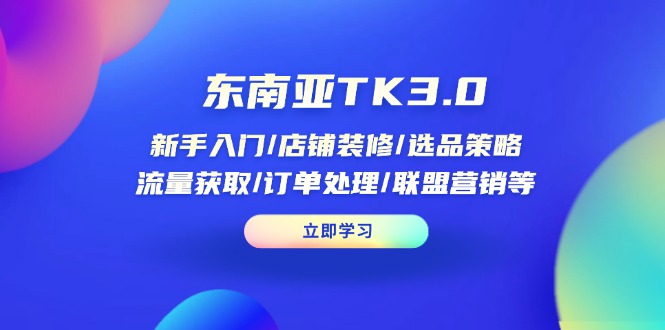 东南亚TK3.0：新手入门/店铺装修/选品策略/流量获取/订单处理/联盟营销等-仙女副业网