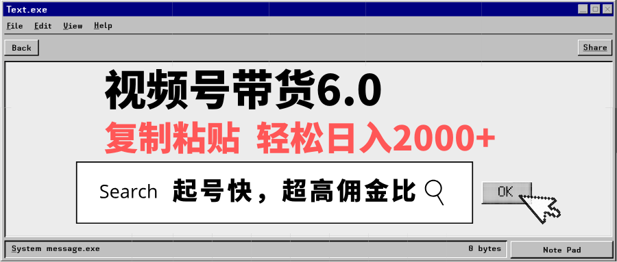 视频号带货6.0，轻松日入2000+，起号快，复制粘贴即可，超高佣金比-仙女副业网