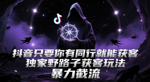 抖音只要你有同行就能获客，独家野路子获客玩法，暴力截流【揭秘】-仙女副业网