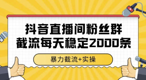 抖音直播间粉丝群暴力截流，一台电脑每天稳定2000条数据，暴力截流+实操 【揭秘】-仙女副业网