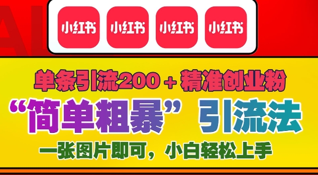 12月底小红书”简单粗暴“引流法，单条引流200+精准创业粉-仙女副业网