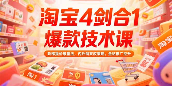 淘宝4剑合1爆款技术课73期：阶梯提价破量法，内外销双改策略 全站推广拉升-仙女副业网