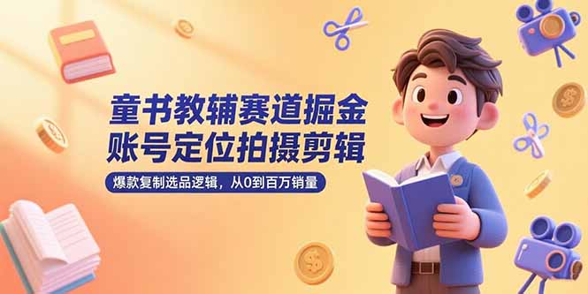 童书教辅赛道掘金，账号定位拍摄剪辑，爆款复制选品逻辑，从0到百万销量-仙女副业网