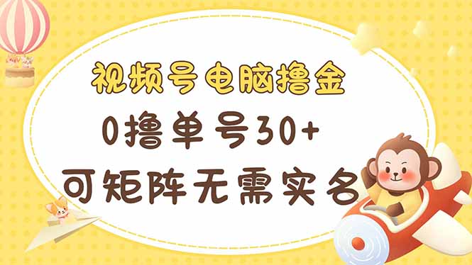 视频号电脑撸金 0撸单号30+ 可矩阵 无需实名多号多得-仙女副业网