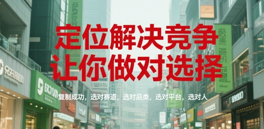 定位解决竞争，让你做对选择，复制成功，选对赛道，选对品类，选对平台，选对人-仙女副业网