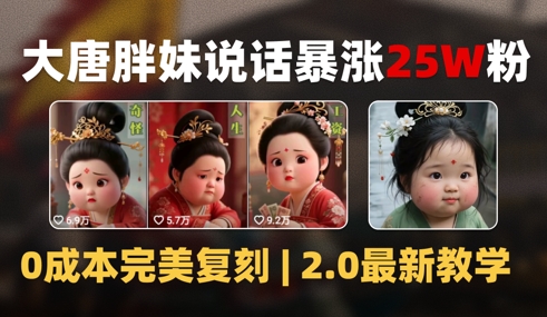 AI大唐胖贵妃说话2.0，40条视频暴涨40w粉，附独家变现攻略-仙女副业网