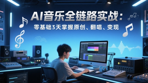 AI音乐全链路实战变现课：零基础3天掌握原创、翻唱、变现-仙女副业网