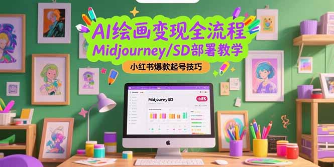AI绘画变现全流程，Midjourney/SD部署教学，小红书爆款起号技巧-仙女副业网