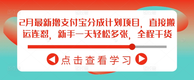 2月最新撸支付宝分成计划项目，直接搬运连怼，新手一天轻松多张，全程干货-仙女副业网