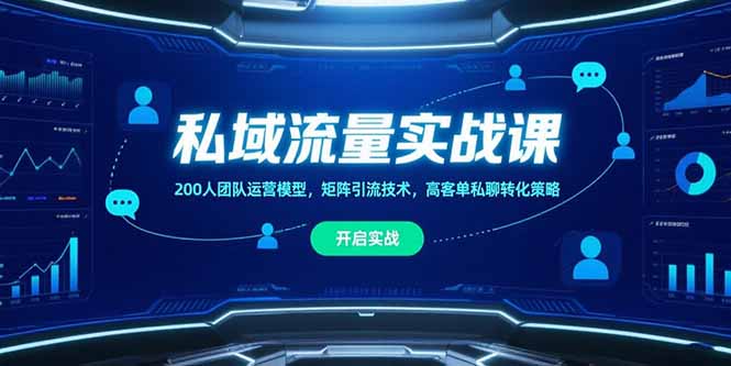 私域流量实战课，200人团队运营模型，矩阵引流技术，高客单私聊转化策略-仙女副业网