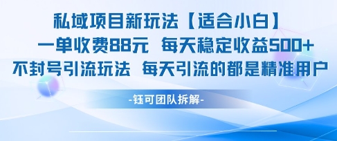 私域项目新玩法【适合小白】 一单收费88.每天稳定收益几张-仙女副业网
