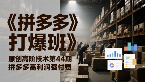 《拼多多打爆班》原创高阶技术第44期，拼多多高利润强付费-仙女副业网