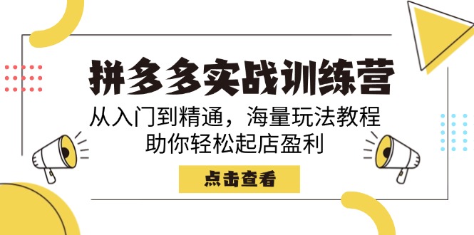 拼多多实战训练营，从入门到精通，海量玩法教程，助你轻松起店盈利-仙女副业网