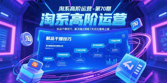淘系高阶运营-第70期，标品干爆技巧，解决难点策略，大佬操盘方法-仙女副业网