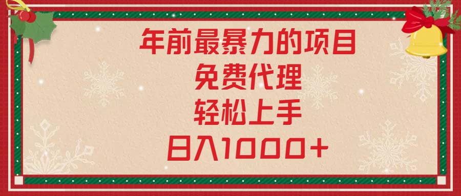 年前最暴力的项目，免费代理，轻松上手，日入1000+-仙女副业网