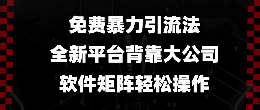 免费暴力引流法，全新平台，背靠大公司，软件矩阵轻松操作-仙女副业网