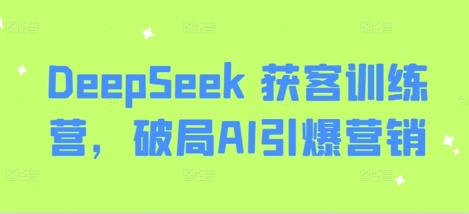 DeepSeek 获客训练营，破局AI引爆营销-仙女副业网