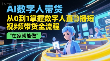 AI数字人带货，从0到1掌握数字人直播短视频带货全流程，在家就能做-仙女副业网