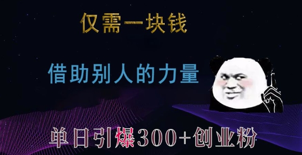 仅需一块钱，借助别人的力量，单日引爆300+创业粉、兼职粉【揭秘】-仙女副业网