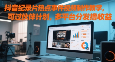 抖音纪录片热点事件视频制作教学，可过伙伴计划，多平台分发撸收益-仙女副业网