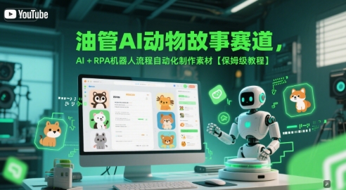 油管AI动物故事赛道，AI+RPA机器人流程自动化制作素材【保姆级教程】-仙女副业网