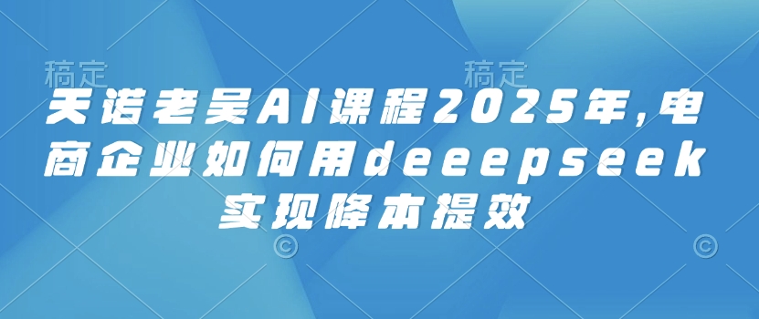 天诺老吴AI课程2025年，电商企业如何用deeepseek实现降本提效-仙女副业网