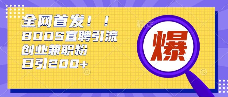 通过Boss直聘，每天轻松钓到200+多条创业大鱼的秘籍【揭秘】-仙女副业网