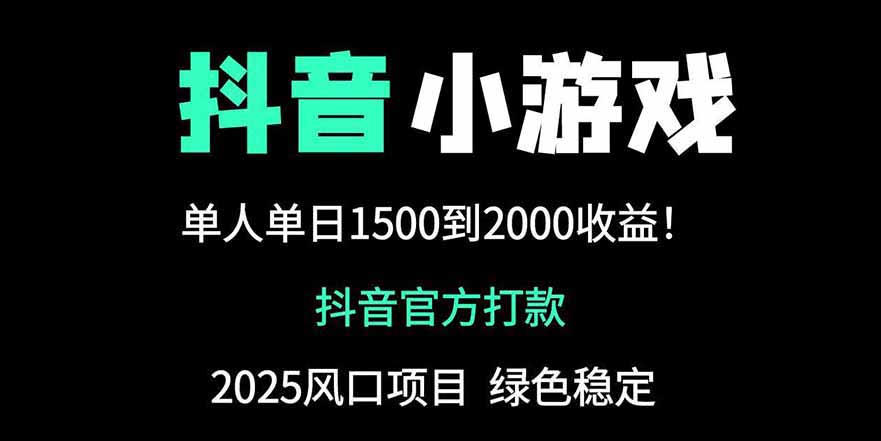 抖音官方小游戏2025全网最新玩法，暴利赚钱项目，单机日入2000+-仙女副业网