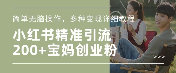 小红书混剪日引200+宝妈创业粉，简单无脑操作，多种变现详细教程-仙女副业网