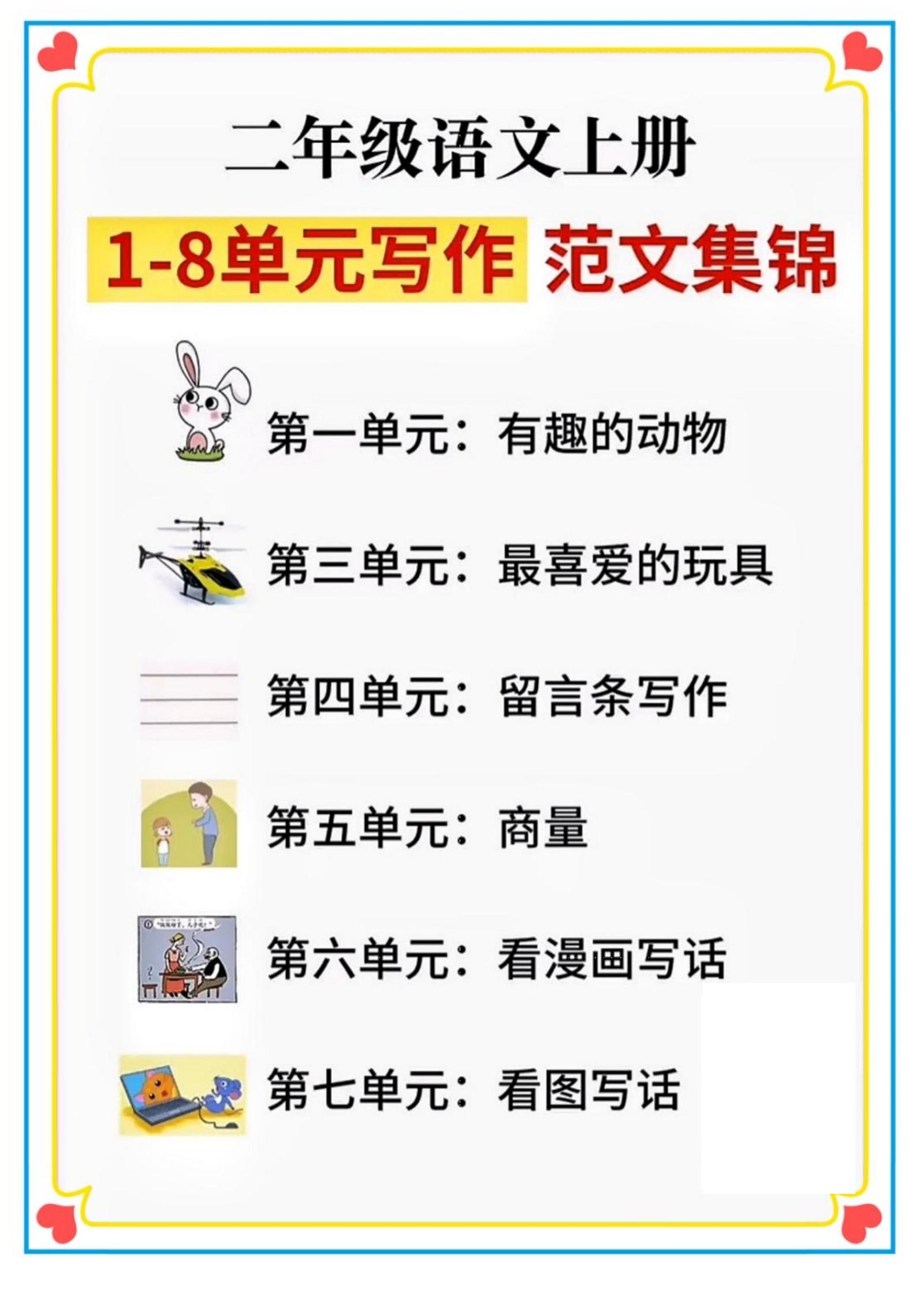 二年级语文上册1-8单元看图写话范文集锦-仙女副业网
