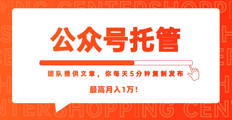 【公众号托管 】我提供文章，你每天５分钟复制发布，最高月入1W-仙女副业网