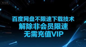 百度网盘不限速下载技术，解除非会员限速，无需充值VIP-仙女副业网