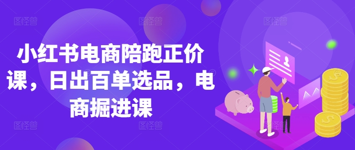 小红书电商陪跑正价课，小红书官方认证电商讲师教学，日出百单选品，电商掘进课-仙女副业网