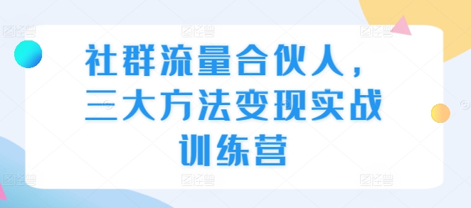 社群流量合伙人，三大方法变现实战训练营-仙女副业网