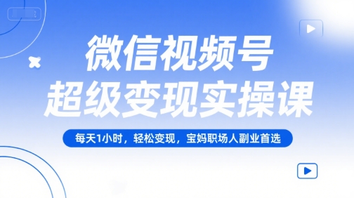 微信视频号超级变现实操课，每天1小时，轻松变现，宝妈职场人副业首选-仙女副业网