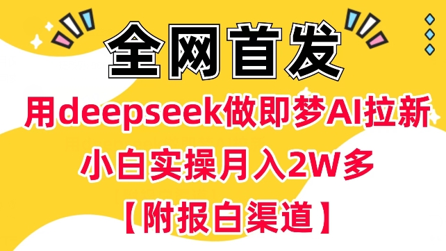 用deepseek做即梦Ai拉新 小白实操月入过W+【附报白渠道】-仙女副业网