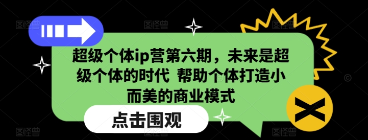 超级个体ip营第六期，未来是超级个体的时代  帮助个体打造小而美的商业模式-仙女副业网