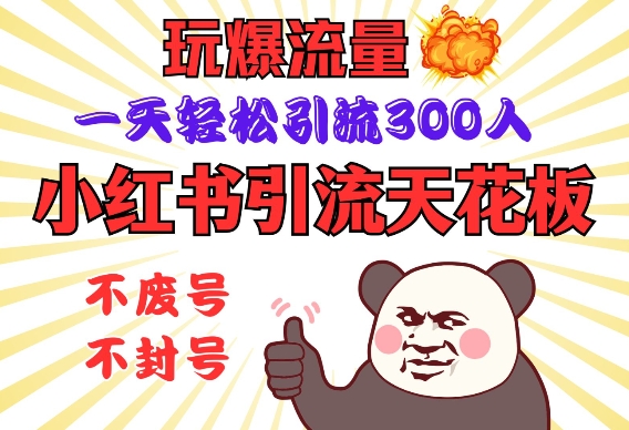 小红书引流天花板，玩爆流量，一天轻松引流300人，安全操作-仙女副业网