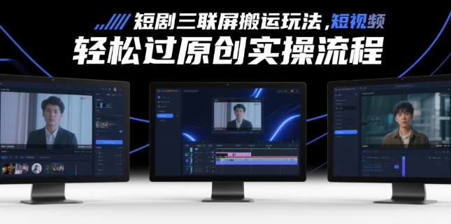 短剧三联屏搬运玩法，短剧搬运轻松过原创实操流程-仙女副业网