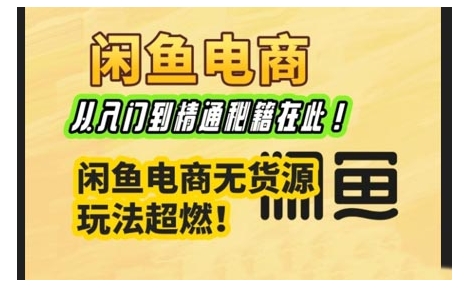 闲鱼电商实战课，从入门到精通秘籍在此，闲鱼电商无货源玩法超燃!-仙女副业网