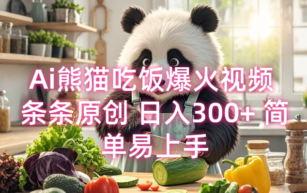 Ai熊猫吃饭爆火视频 条条原创 日入300+ 简单易上手-仙女副业网