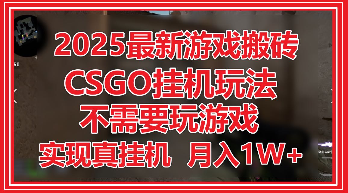 2025最新游戏搬砖，CSGO挂机，不需要玩游戏，实现真挂机，月入1W+-仙女副业网