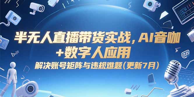 半无人直播带货实战，AI音咖+数字人应用 解决账号矩阵与违规难题(更新7月-仙女副业网
