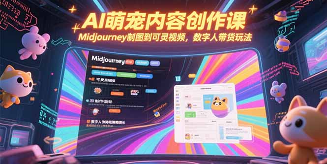 AI萌宠内容创作课，Midjourney制图到可灵视频，数字人带货玩法-仙女副业网