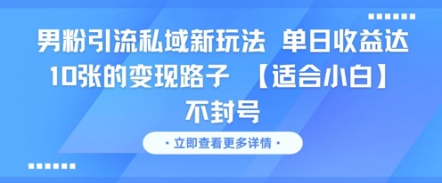 男粉引流私域新玩法，单日收益达10张的变现路子 【适合小白】不封号-仙女副业网