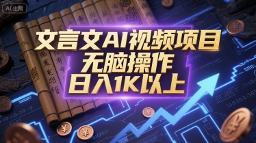文言文AI视频项目，无脑操作，日入1K以上-仙女副业网