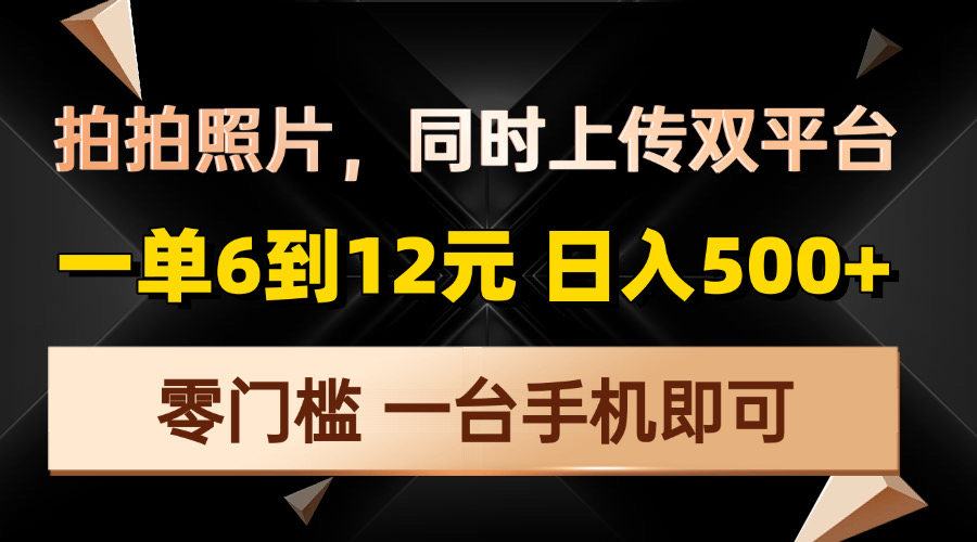 拍拍照片，同时上传双平台，一单6到12元，轻轻松松日入500+，零门槛，...-仙女副业网